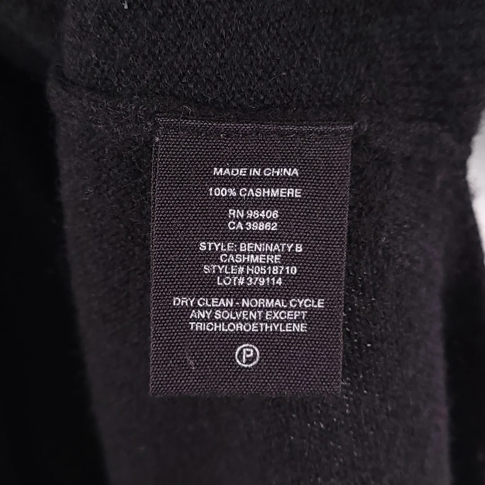 Theory 100% Cashmere Long Line Tunic Long Sleeve Sweater Black S